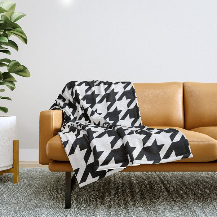 Classic Houndstooth Pattern Throw Blanket Gallery Image 1