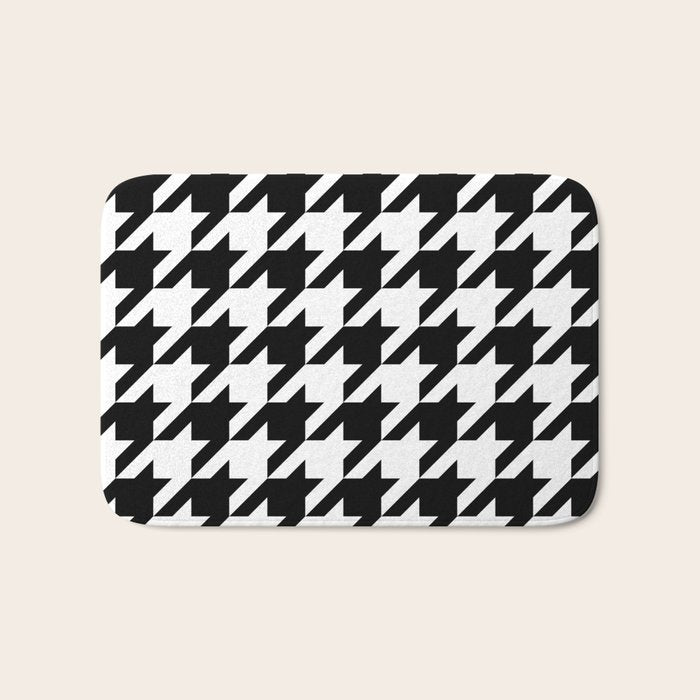 Classic Houndstooth Pattern Bath Mat Gallery Image 1