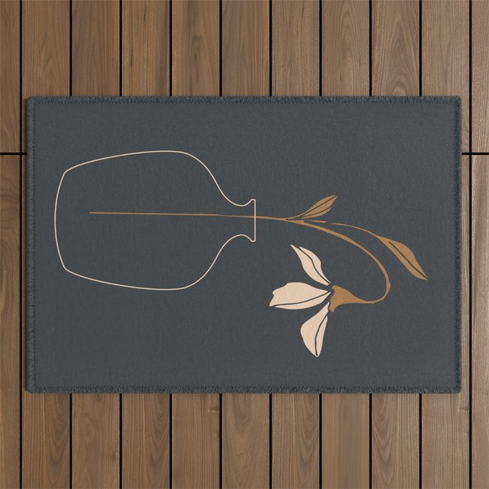 Minimal Abstract Art Vase Flower 6 Outdoor Rug Gallery Image 1