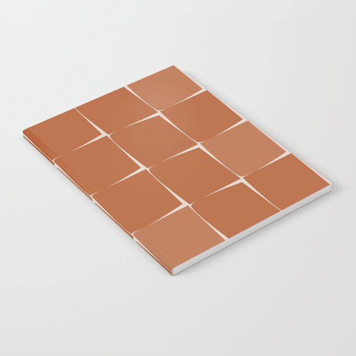 Midcentury Modern Flux Check Grid Pattern in Terracotta Tones Notebook Gallery Image 1
