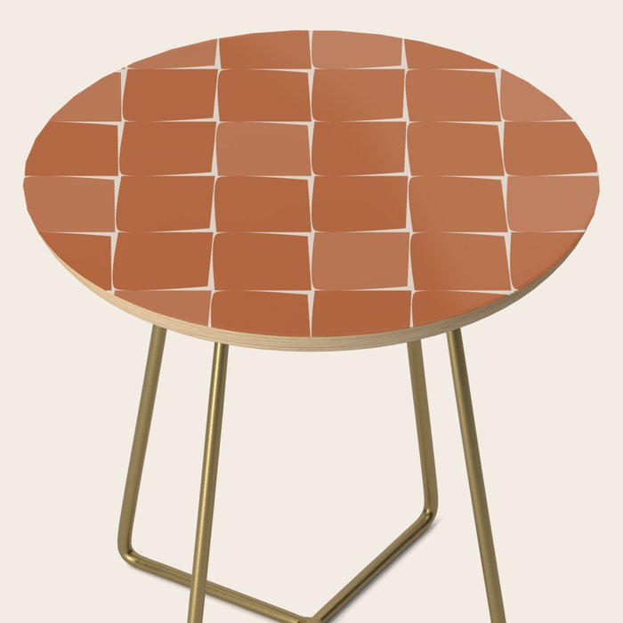 Midcentury Modern Flux Check Grid Pattern in Terracotta Tones Side Table Gallery Image 2