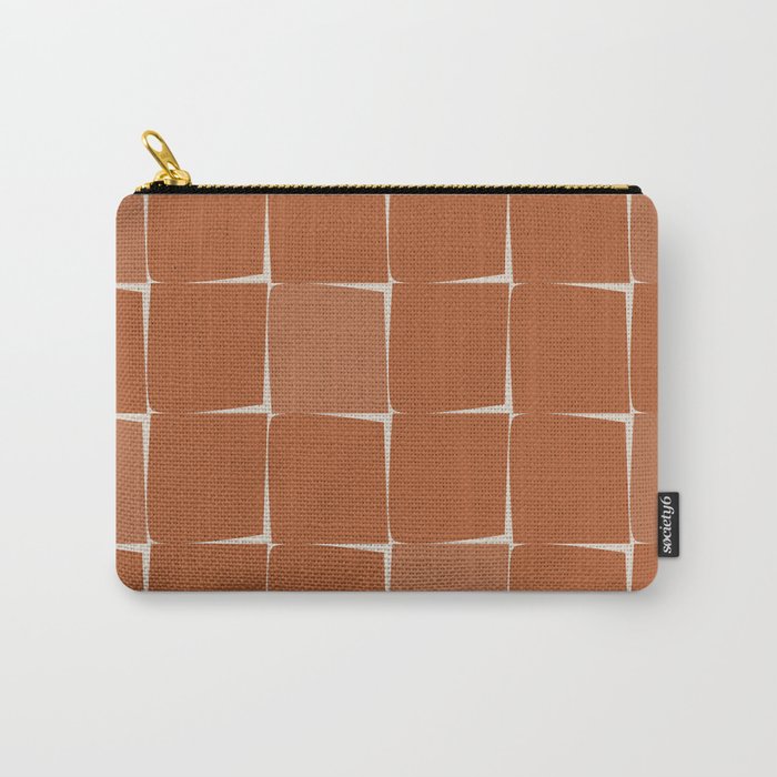 Midcentury Modern Flux Check Grid Pattern in Terracotta Tones Carry All Pouch Gallery Image 1