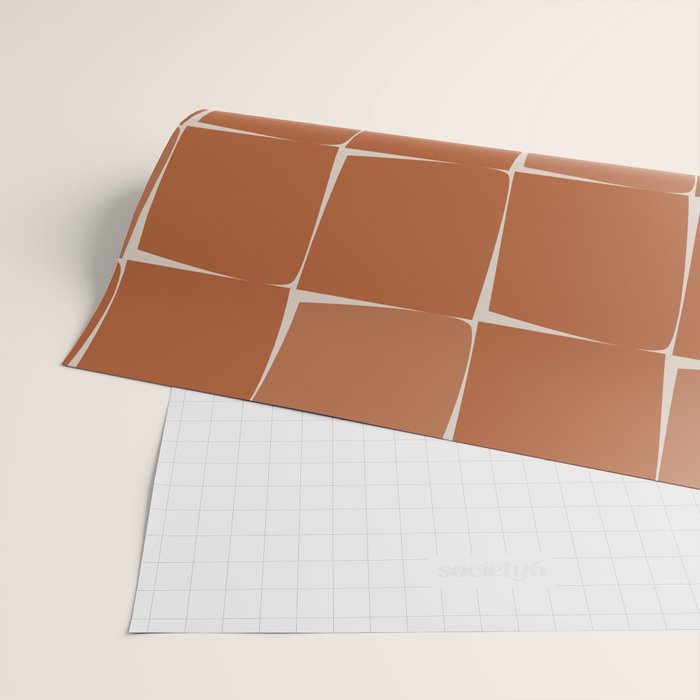 Midcentury Modern Flux Check Grid Pattern in Terracotta Tones Wrapping Paper Gallery Image 2