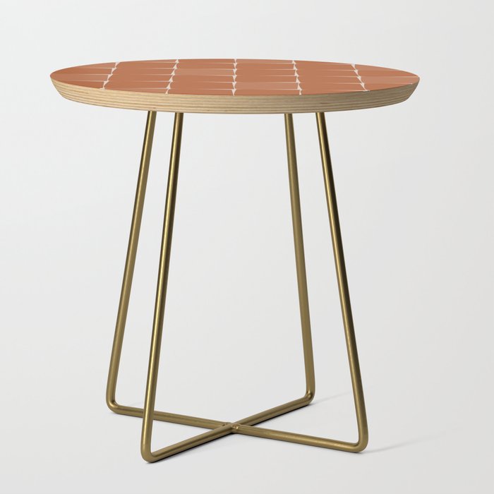 Midcentury Modern Flux Check Grid Pattern in Terracotta Tones Side Table Gallery Image 1