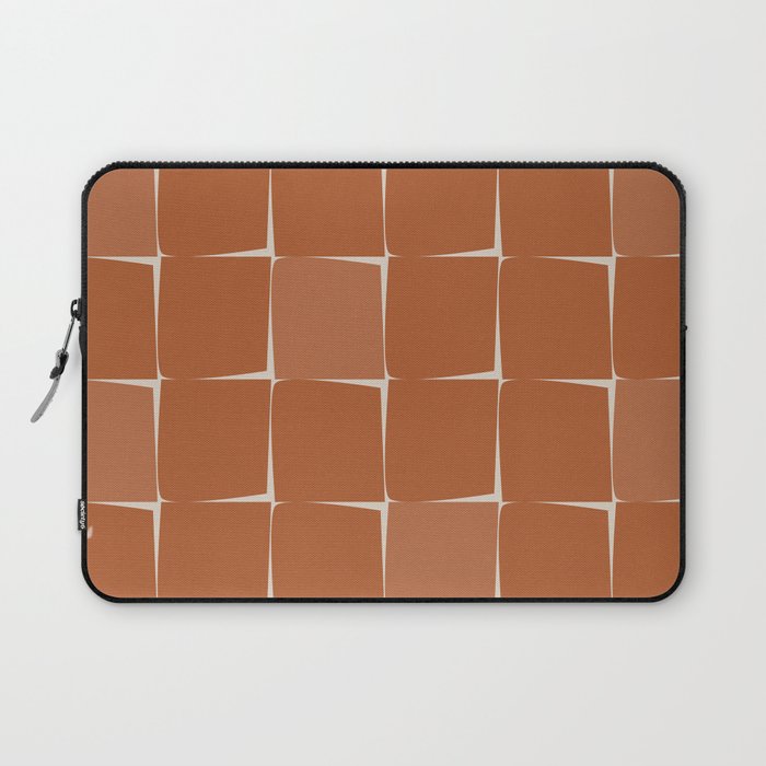 Midcentury Modern Flux Check Grid Pattern in Terracotta Tones Laptop Sleeve Gallery Image 1
