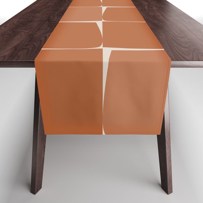 Midcentury Modern Flux Check Grid Pattern in Terracotta Tones Table Runner Gallery Image 1