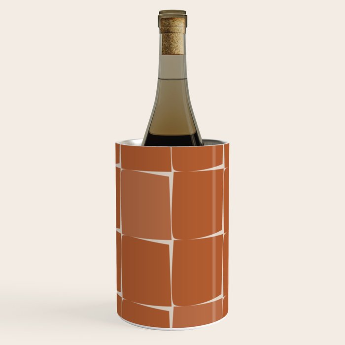 Midcentury Modern Flux Check Grid Pattern in Terracotta Tones Wine Chiller Gallery Image 1
