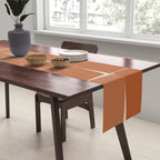 Midcentury Modern Flux Check Grid Pattern in Terracotta Tones Table Runner Gallery Image 2