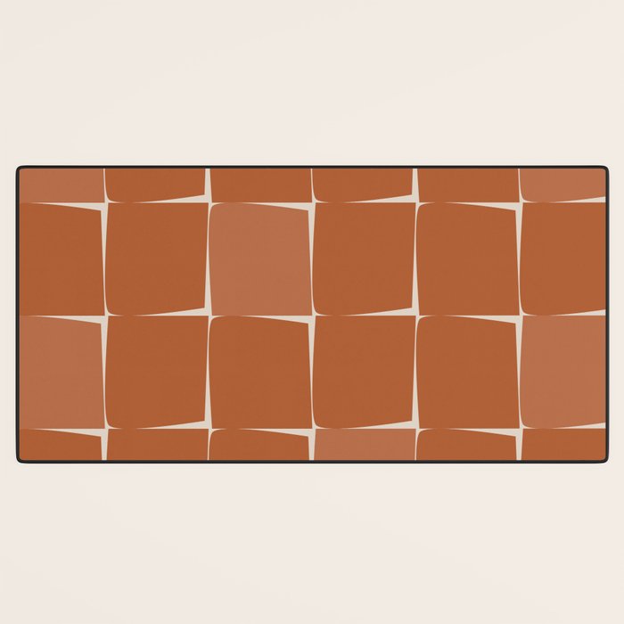 Midcentury Modern Flux Check Grid Pattern in Terracotta Tones Desk Mat Gallery Image 3