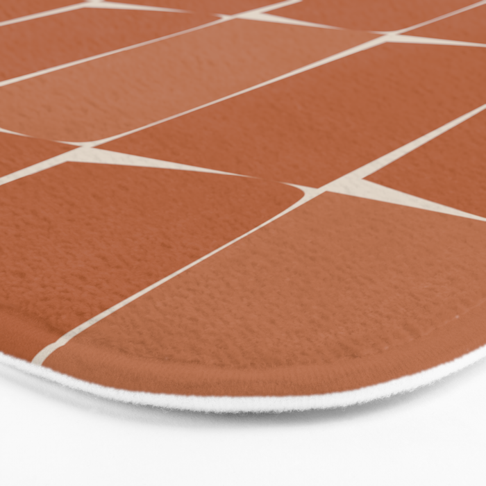 Midcentury Modern Flux Check Grid Pattern in Terracotta Tones Bath Mat Gallery Image 3