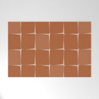 Midcentury Modern Flux Check Grid Pattern in Terracotta Tones Welcome Mat Gallery Image 1