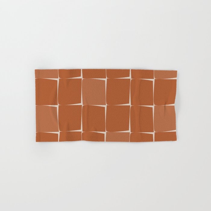 Midcentury Modern Flux Check Grid Pattern in Terracotta Tones Bath Towel Gallery Image 1