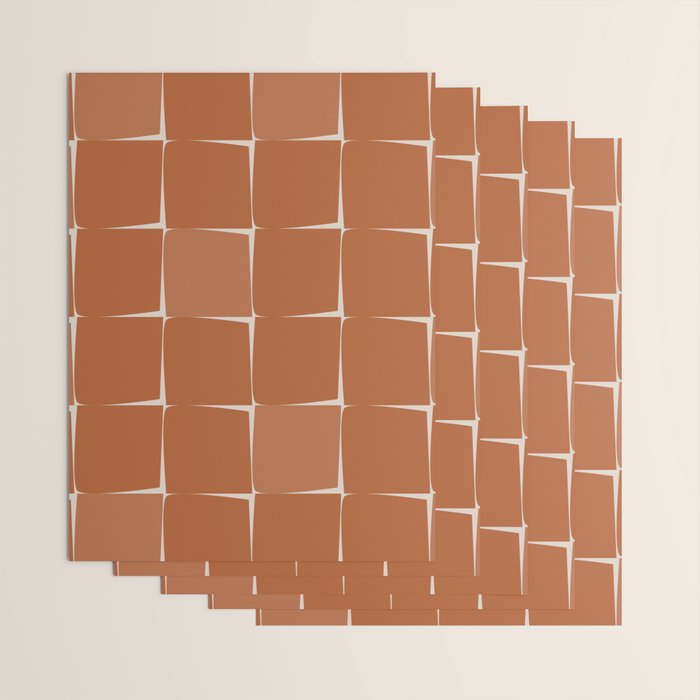 Midcentury Modern Flux Check Grid Pattern in Terracotta Tones Wrapping Paper Gallery Image 3