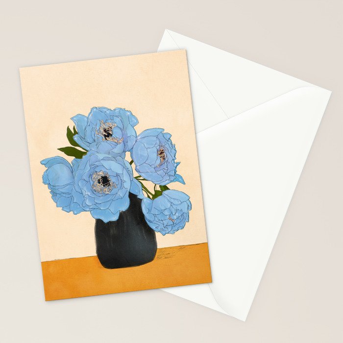Bouquet Gift Blue Stationery Card Gallery Image 2