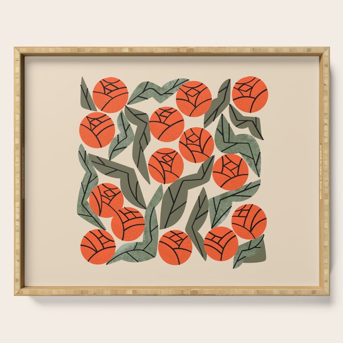 Hot Orange Blooms Serving Tray Gallery Image 1