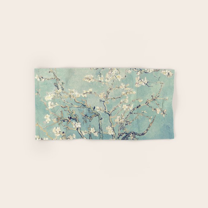 Van Gogh Almond Blossoms Muted Teal Cream Bath Towel Gallery Image 1