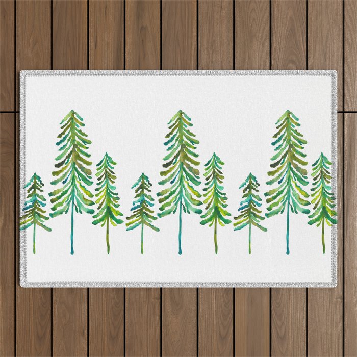 Pine Trees - Green Palette Outdoor Rug Gallery Image 1