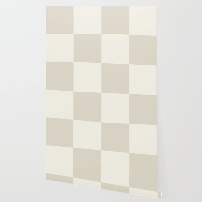 Checkerboard Check Checkered Pattern in Mushroom Beige and Cream Wallpaper Gallery Image 2