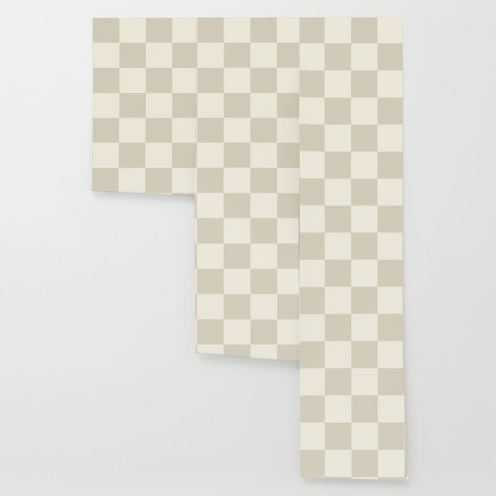 Checkerboard Check Checkered Pattern in Mushroom Beige and Cream Wallpaper Gallery Image 3