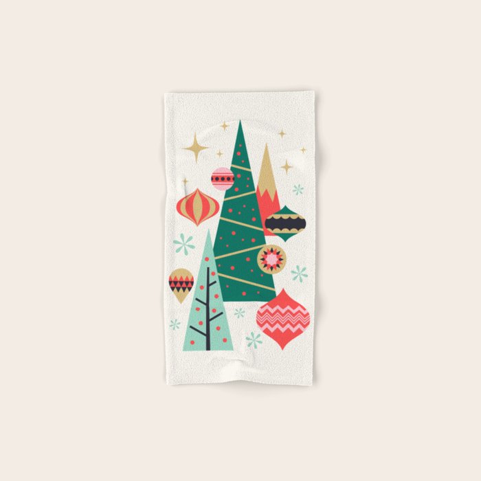 Retro Christmas Card Theme - Plain White Bath Towel Gallery Image 1