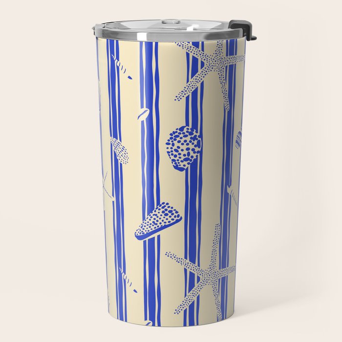 Vintage marine sea shell summer art pattern Travel Mug Gallery Image 2