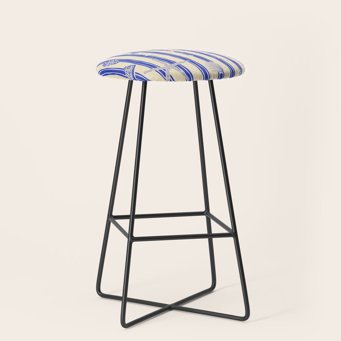 Vintage marine sea shell summer art pattern Stool Gallery Image 1