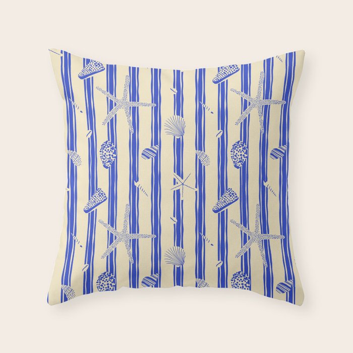 Vintage marine sea shell summer art pattern Throw Pillow Gallery Image 6