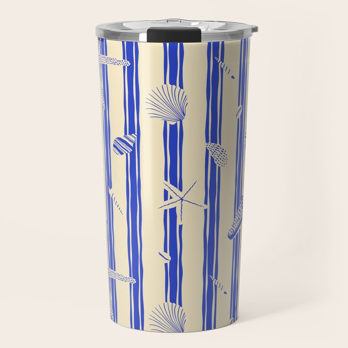 Vintage marine sea shell summer art pattern Travel Mug Gallery Image 1