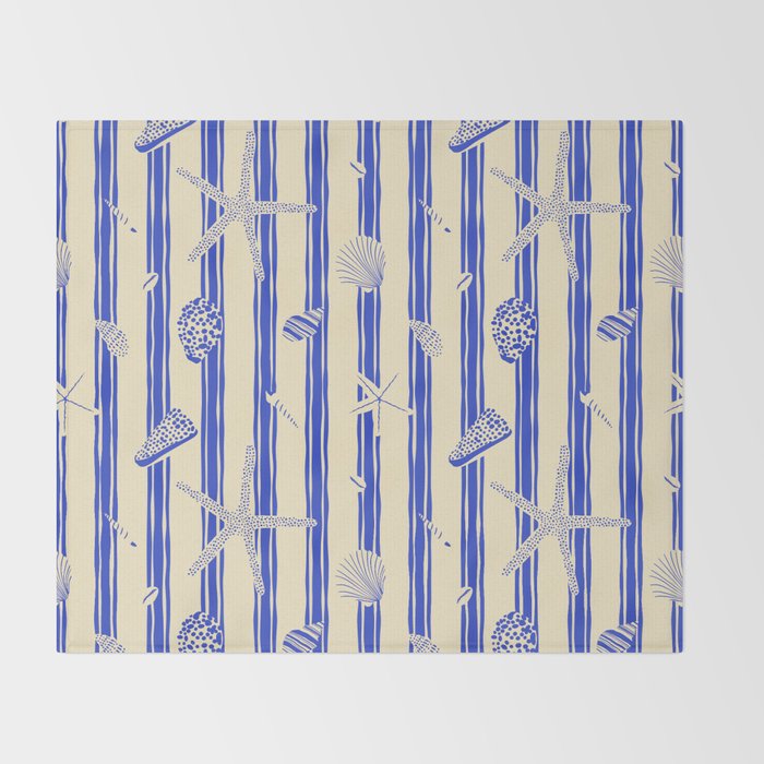 Vintage marine sea shell summer art pattern Throw Blanket Gallery Image 2