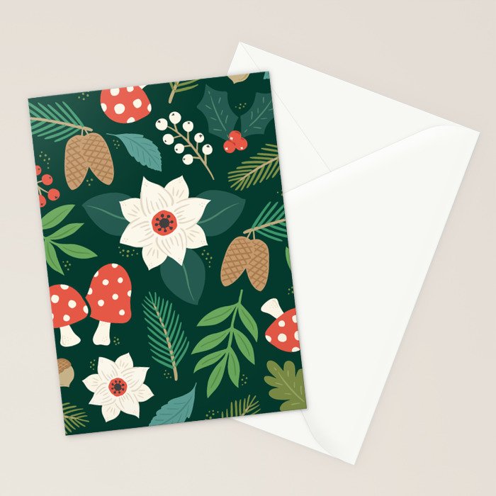 Woodland Holiday Botanicals Stationery Card Gallery Image 2