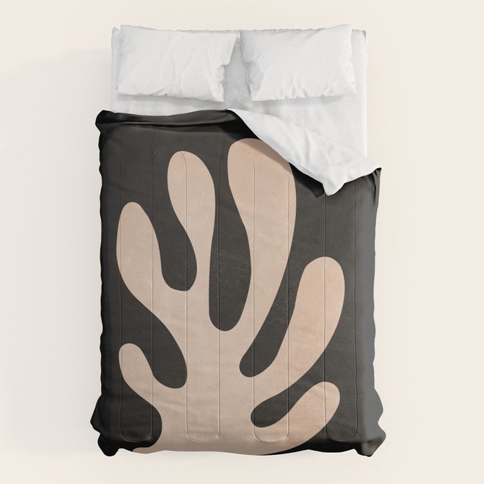Noir Leaf: Mid Century Modern Matisse Edition Comforter Gallery Image 6