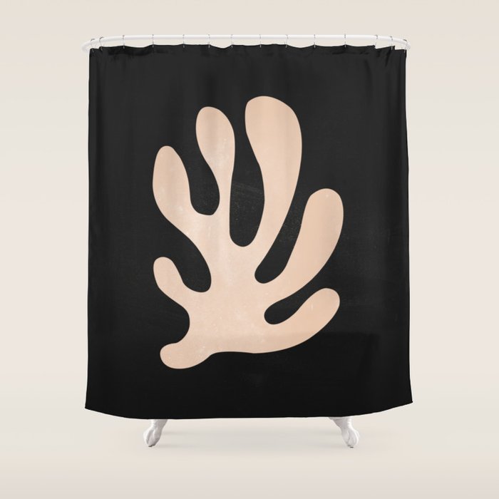 Noir Leaf: Mid Century Modern Matisse Edition Shower Curtain Gallery Image 1