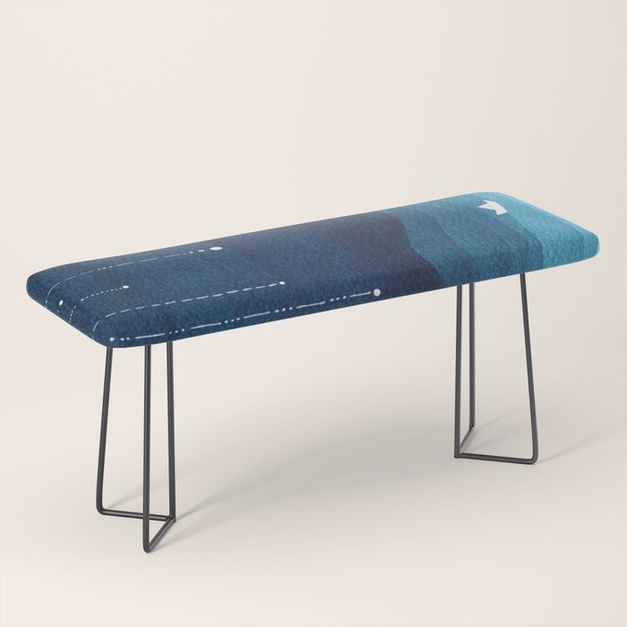 Falling stars, blue, sailboat, ocean Bench Gallery Image 1