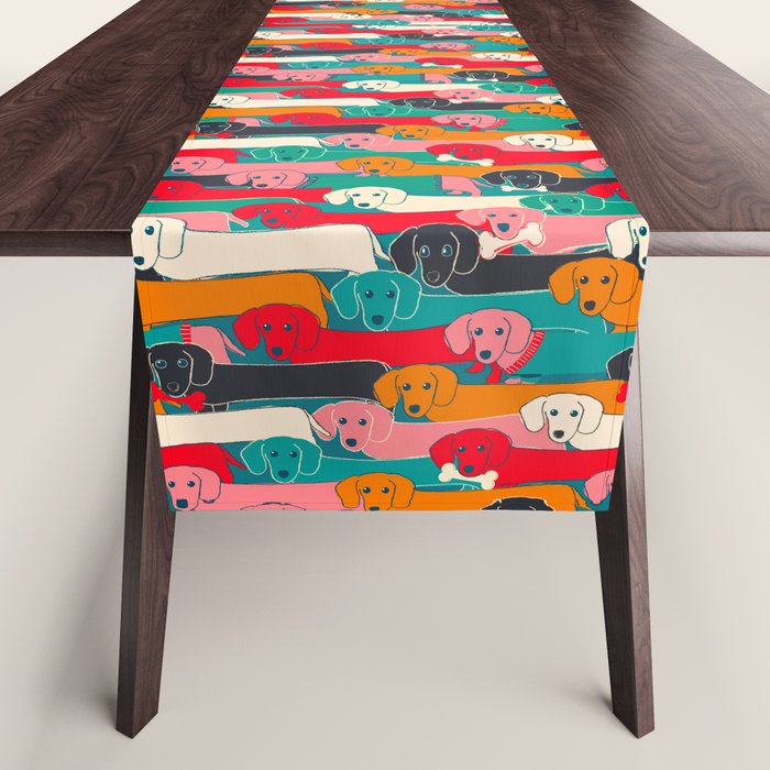 dachshund pattern- happy dogs Table Runner Gallery Image 1