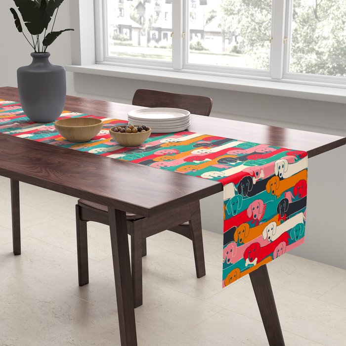 dachshund pattern- happy dogs Table Runner Gallery Image 2