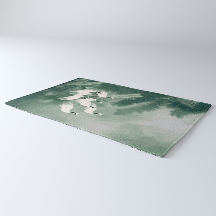 Japandi Wall Art chinoiserie Bird Poster Japanese wabi Sabi sage Green Forest maximalist Painting Rug Gallery Image 3