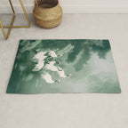 Japandi Wall Art chinoiserie Bird Poster Japanese wabi Sabi sage Green Forest maximalist Painting Rug Gallery Image 1