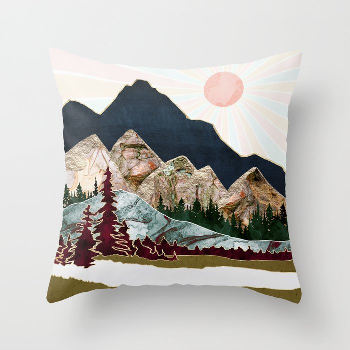 Retro Autumn Vista Throw Pillow Gallery Image 1