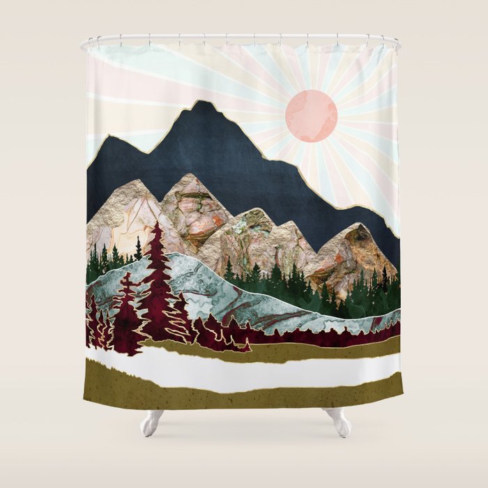 Retro Autumn Vista Shower Curtain Gallery Image 1