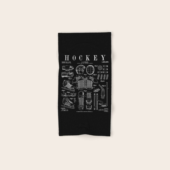 Ice Hockey Player Winter Sport Vintage Patent Print Bath Towel Gallery Image 1