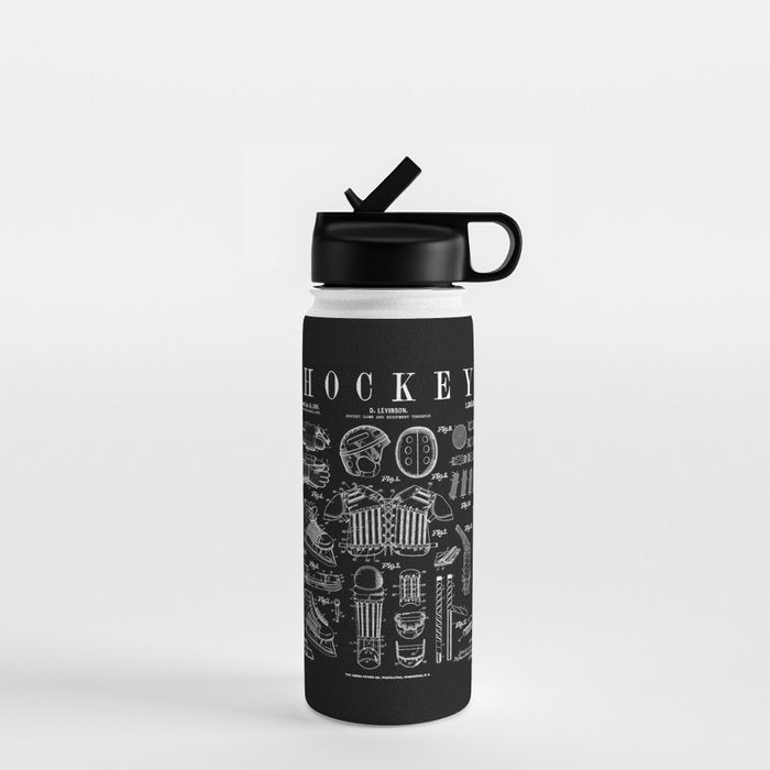 Ice Hockey Player Winter Sport Vintage Patent Print Water Bottle Gallery Image 1