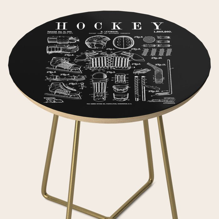 Ice Hockey Player Winter Sport Vintage Patent Print Side Table Gallery Image 2
