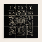 Ice Hockey Player Winter Sport Vintage Patent Print Wood Wall Art Gallery Image 1