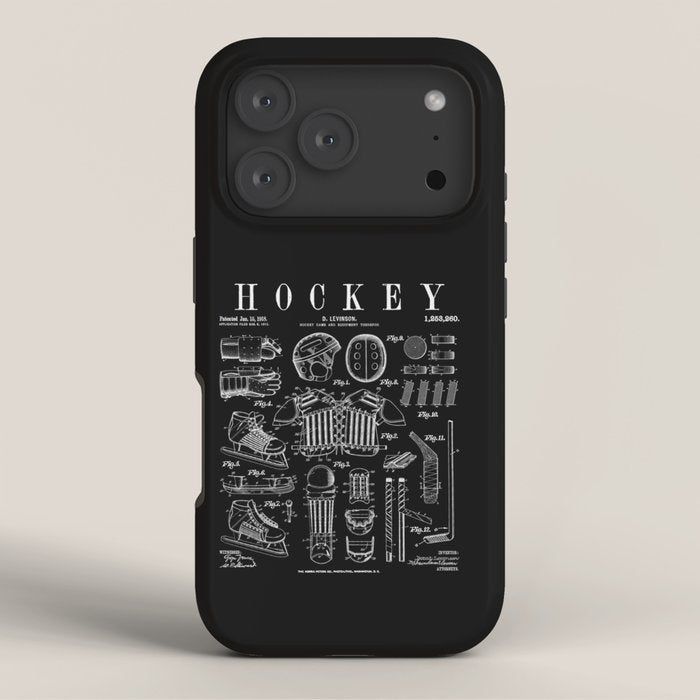 Ice Hockey Player Winter Sport Vintage Patent Print iPhone Case Gallery Image 3