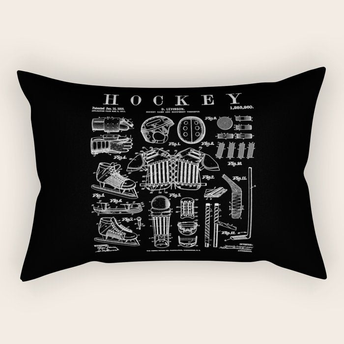 Ice Hockey Player Winter Sport Vintage Patent Print Rectangular Pillow Gallery Image 2