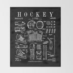 Ice Hockey Player Winter Sport Vintage Patent Print Throw Blanket Gallery Image 2