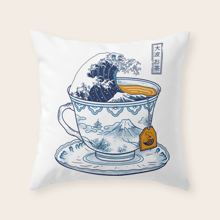 The Great Kanagawa Tee Throw Pillow Gallery Image 1