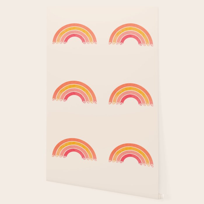 Whimsical Vintage Rainbow Waves Wallpaper Gallery Image 2