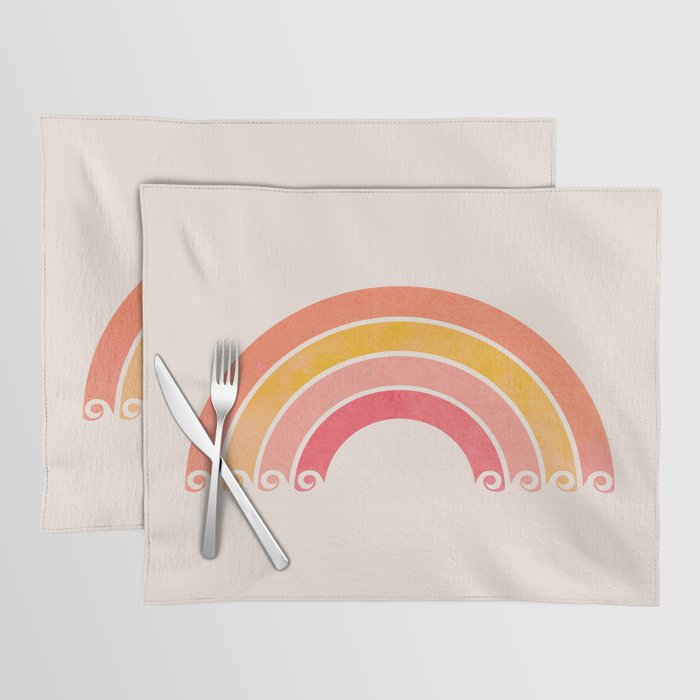 Whimsical Vintage Rainbow Waves Placemat Gallery Image 1