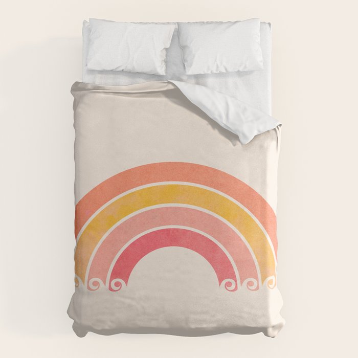 Whimsical Vintage Rainbow Waves Duvet Cover Gallery Image 1